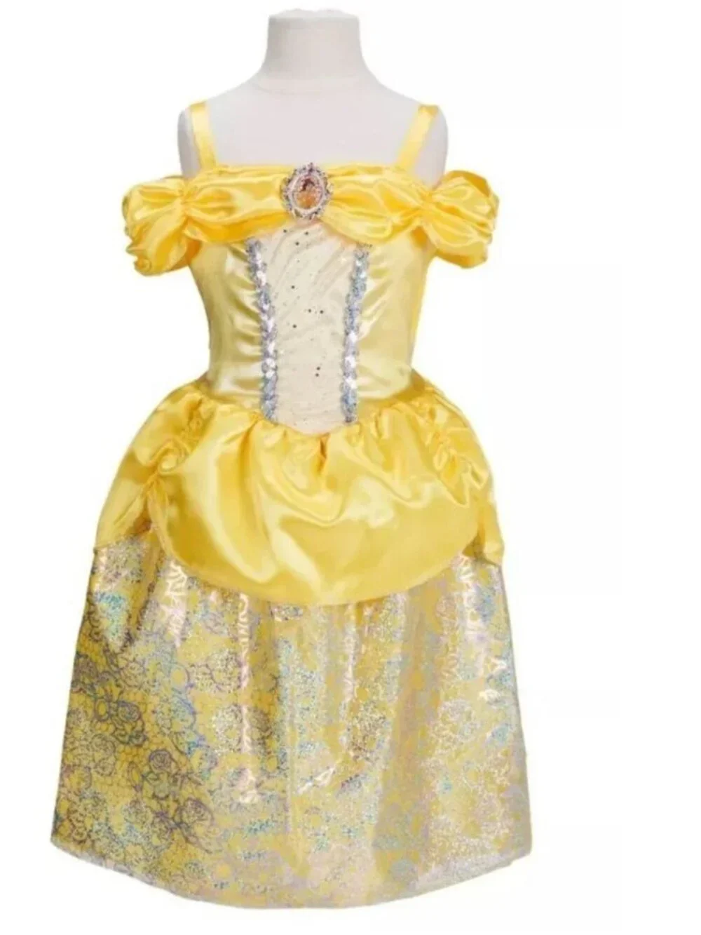 Princess Belle & Wand Halloween Costume 4/6 Yellow Gown Dress 2 Pc Girls Disney